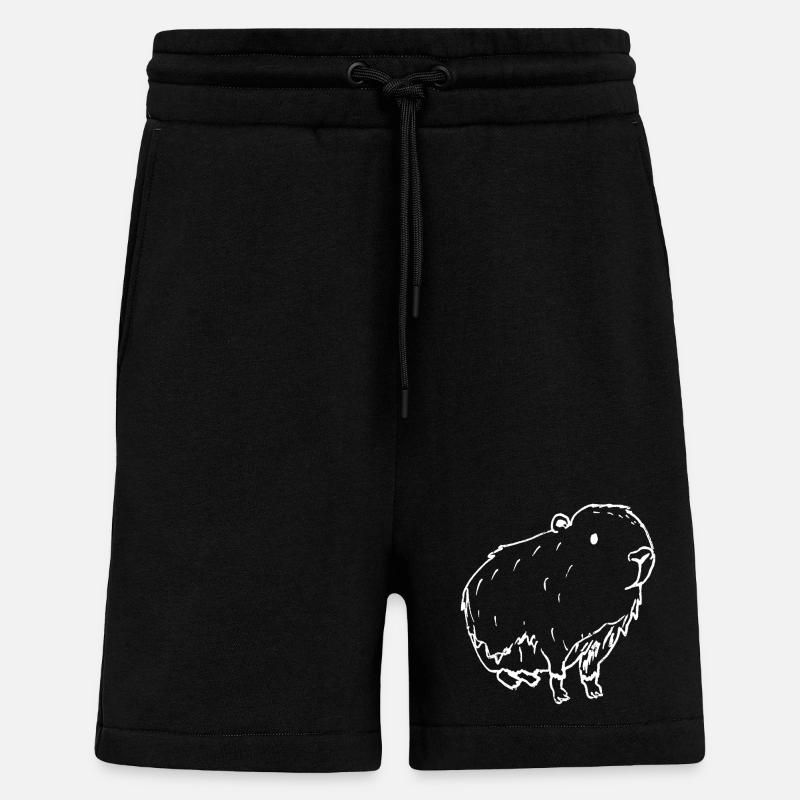 Blanc abstrait de Kapybara - Short bio décontracté fabriqué en UE - SOLID BLACK
