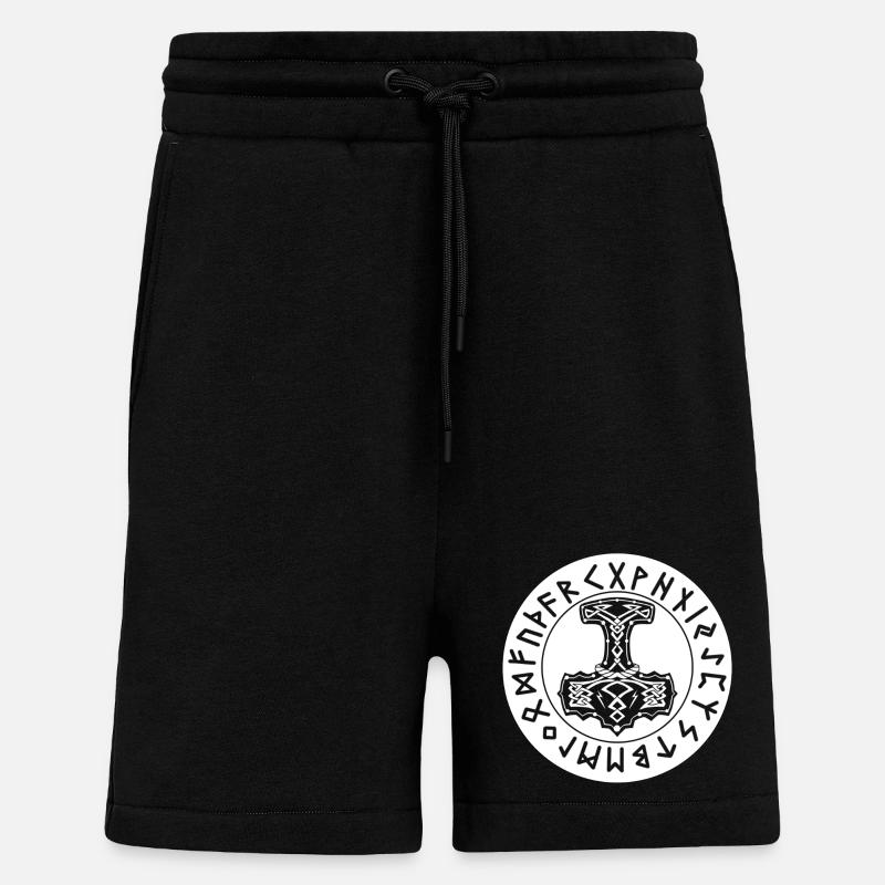 Mjöllnir circle runes white - Shorts - made by SPREAD - SOLID BLACK