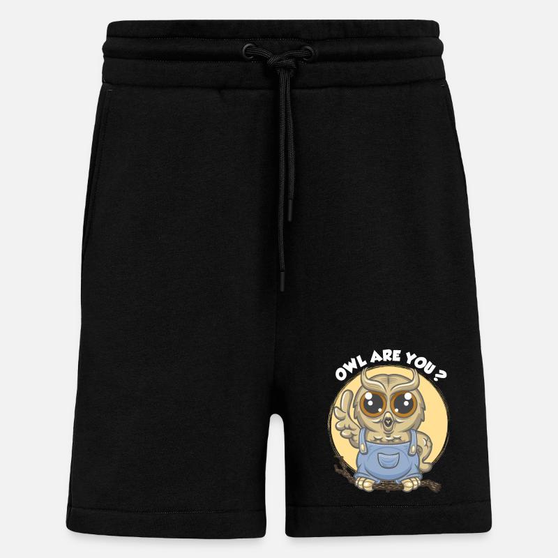 Owl are you ? - Short bio décontracté fabriqué en UE - SOLID BLACK