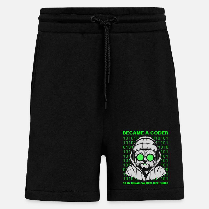Became a Coder – Cyber Dog Binary - Shorts - made by SPREAD - SOLID BLACK