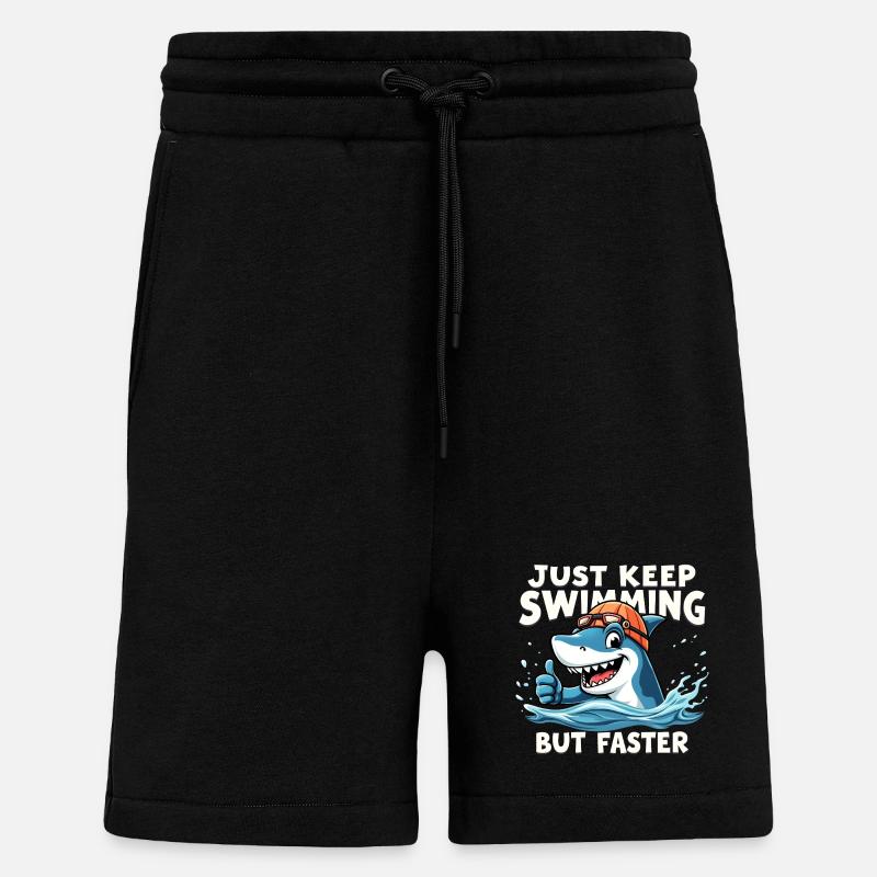 Continuez à nager, mais plus vite - Short bio décontracté fabriqué en UE - SOLID BLACK