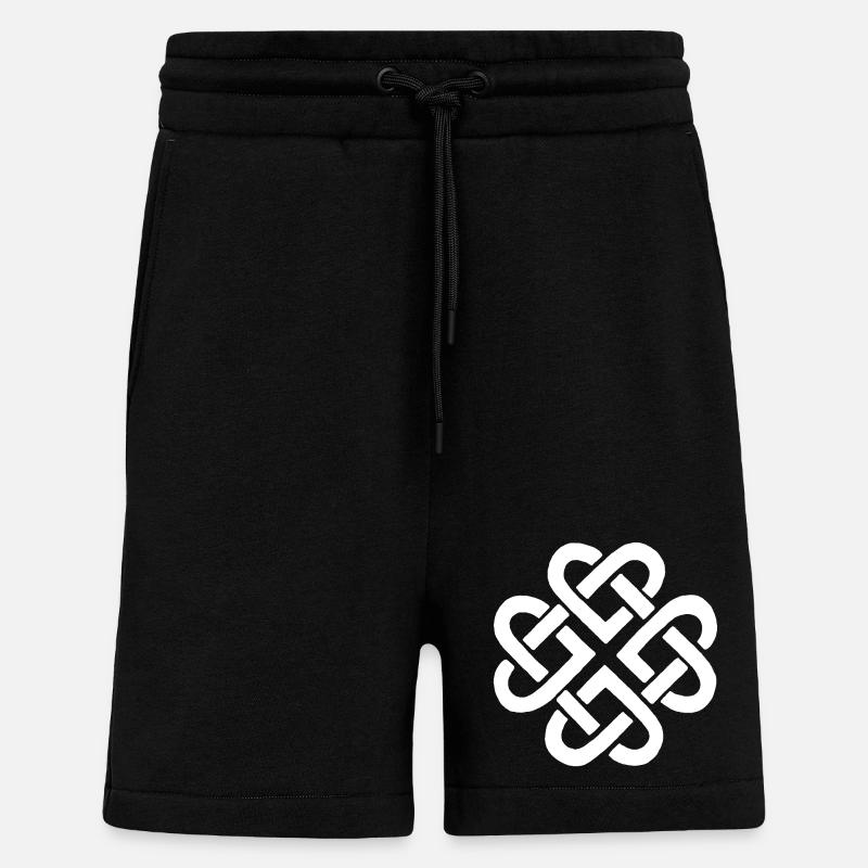 Fleur et coeurs blancs - Short bio décontracté fabriqué en UE - SOLID BLACK