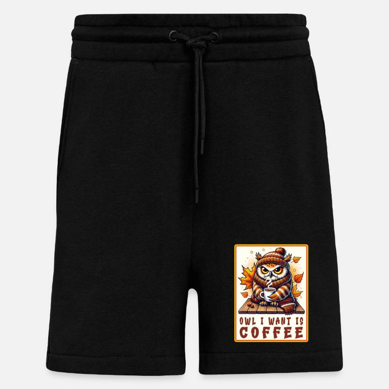 Eulen Kaffee Desgin - Shorts - made by SPREAD - SOLID BLACK