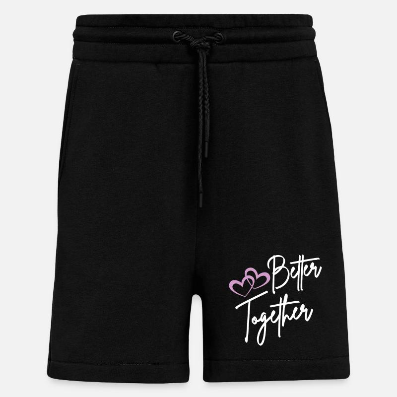 Better Together Script Hearts - Short bio décontracté fabriqué en UE - SOLID BLACK