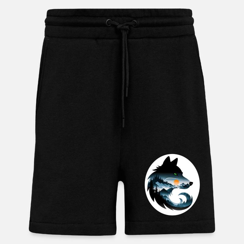 Paysage de loup - Short bio décontracté fabriqué en UE - SOLID BLACK