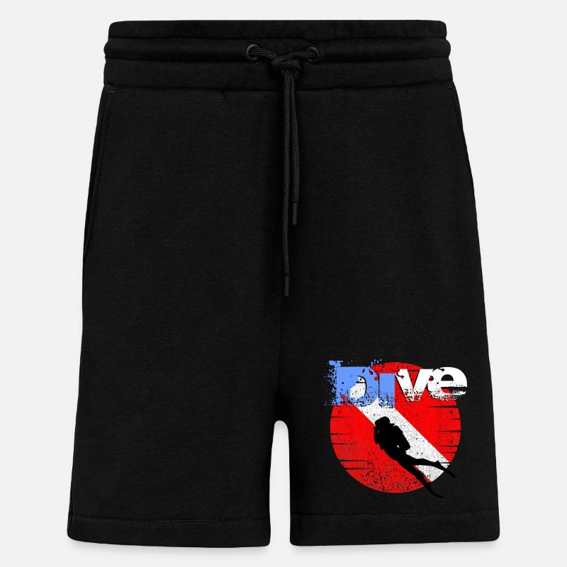 Drapeau de plongée américain - Short bio décontracté fabriqué en UE - SOLID BLACK