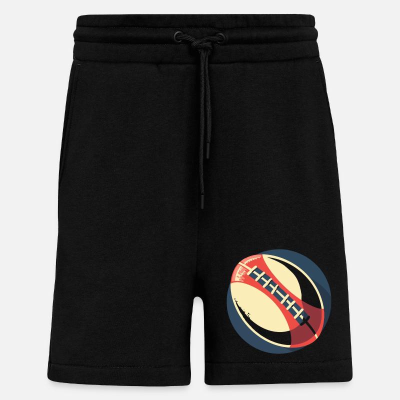 Graphique du ballon de rugby - Short bio décontracté fabriqué en UE - SOLID BLACK