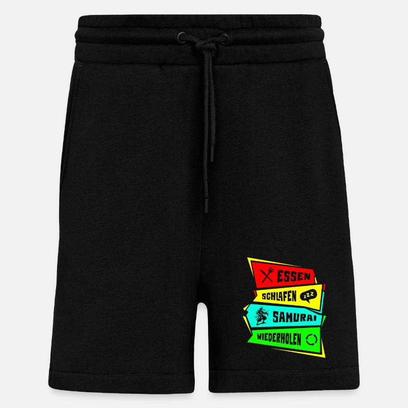 Samurai Eat Sleep Samurai Repeat - Shorts - made by SPREAD - SOLID BLACK
