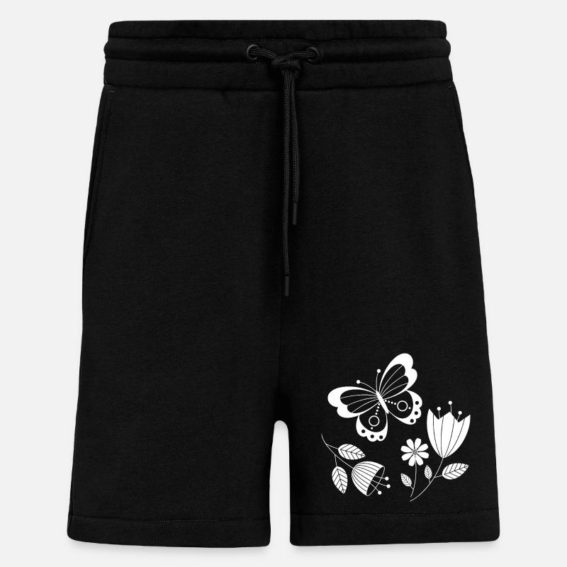 Schmetterling mit Blumen - Shorts - made by SPREAD - SOLID BLACK