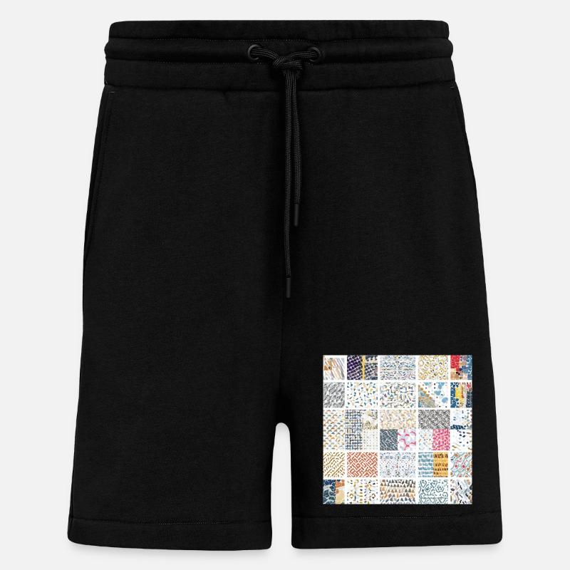 Abstract Mosaic Pattern Art Collection - Shorts - made by SPREAD - SOLID BLACK