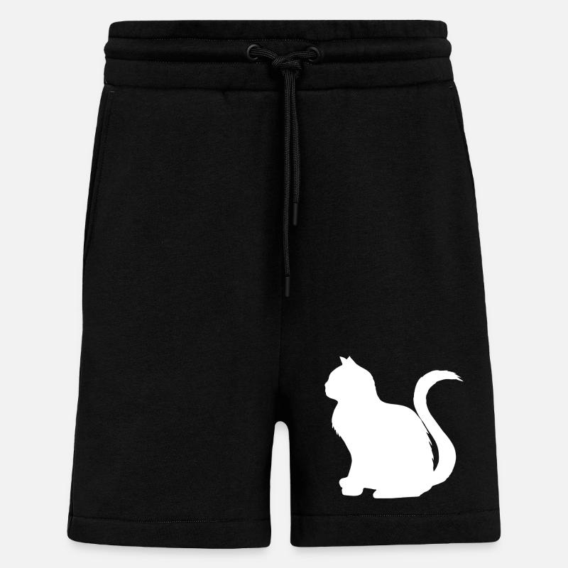katzen, silhouetten, sitzend - Shorts - made by SPREAD - SOLID BLACK