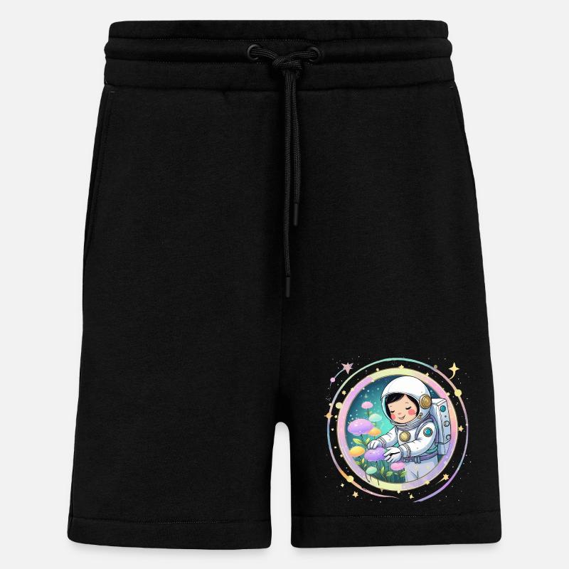 Astronautenmädchen mit Pilzen – Süßes Space-Design - Shorts - made by SPREAD - SOLID BLACK