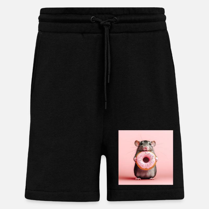 Süße Maus mit buntem Donut - Shorts - made by SPREAD - SOLID BLACK