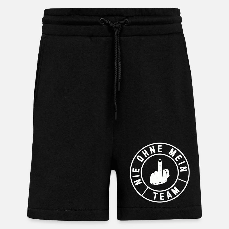 My Team Middle Finger Emblem - Shorts - made by SPREAD - SOLID BLACK
