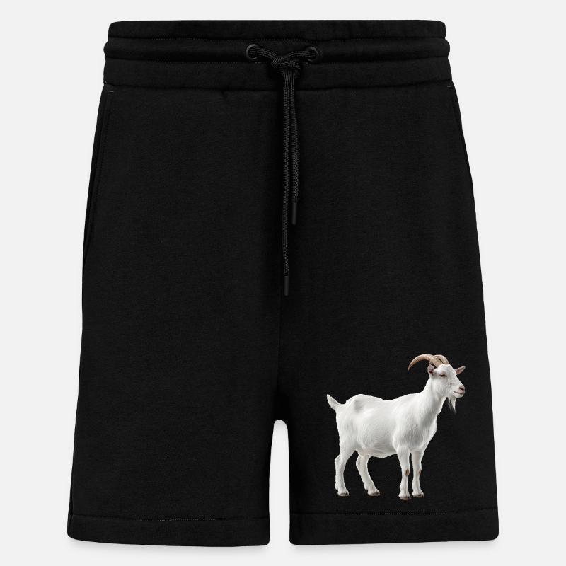White Mountain Goat Portrait - Shorts - made by SPREAD - SOLID BLACK