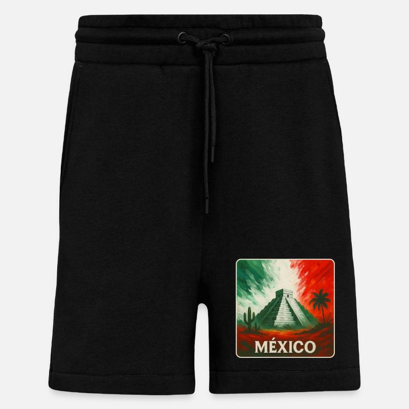 Conception des pyramides du Mexique - Short bio décontracté fabriqué en UE - SOLID BLACK