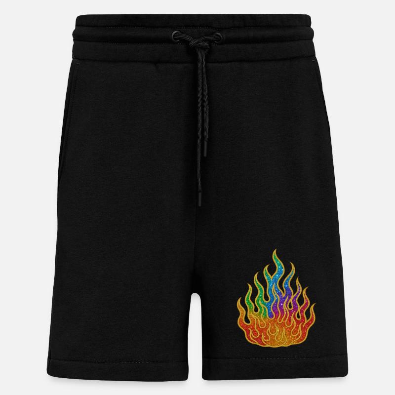 Rainbow Fire Glitter Flame - Shorts - made by SPREAD - SOLID BLACK
