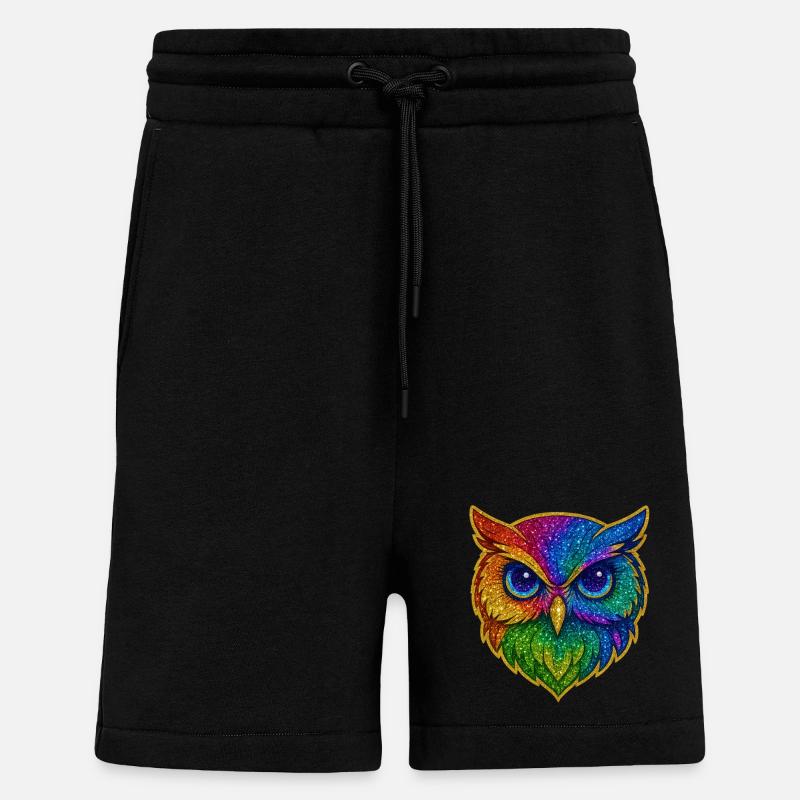 Eule | Waldkauz | Regenbogen Eulenzauber - Shorts - made by SPREAD - SOLID BLACK