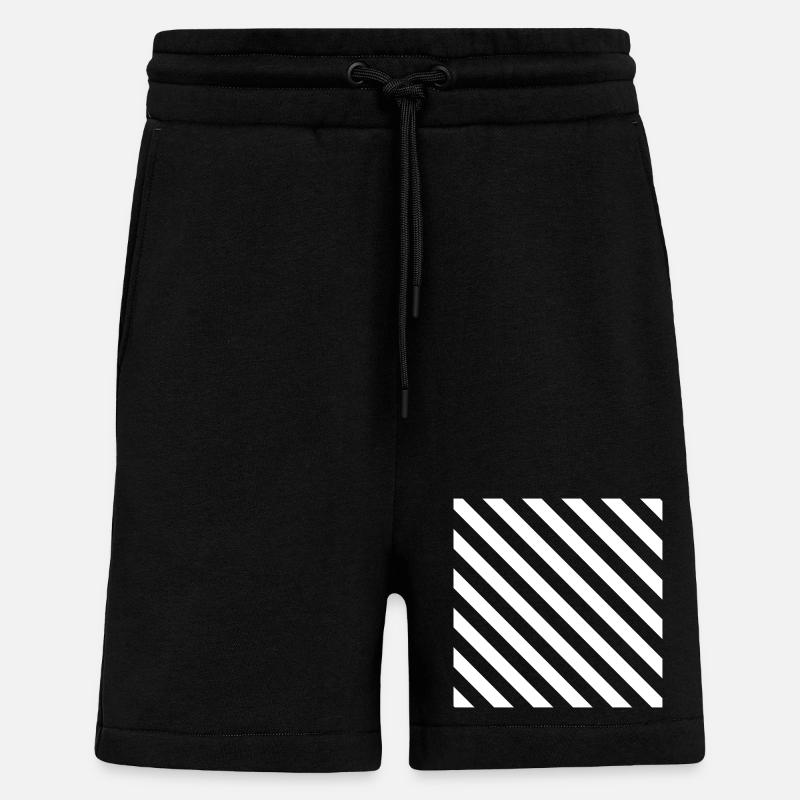 Diagonal Stripe Mono Pattern - Shorts - made by SPREAD - SOLID BLACK