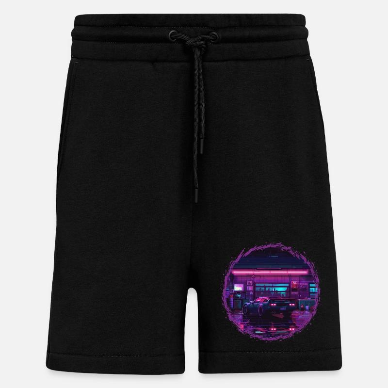 Neon Garage – RetroRift Night Edition - Shorts - made by SPREAD - SOLID BLACK