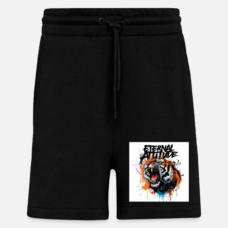 Pose du tigre éternel - Short bio décontracté fabriqué en UE - SOLID BLACK