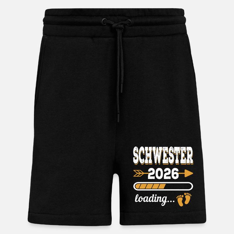 Schwester 2026 Loading große Schwester Geschenk - Shorts - made by SPREAD - SOLID BLACK