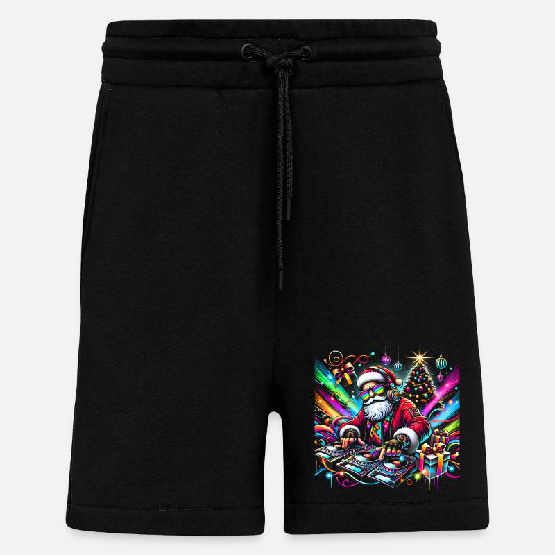 Neon Santa DJ Noël Pulse - Short bio décontracté fabriqué en UE - SOLID BLACK