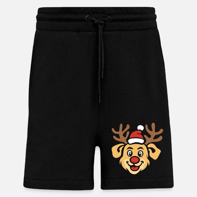 Fröhlicher Weihnachts-Hund mit Geweih - Shorts - made by SPREAD - SOLID BLACK