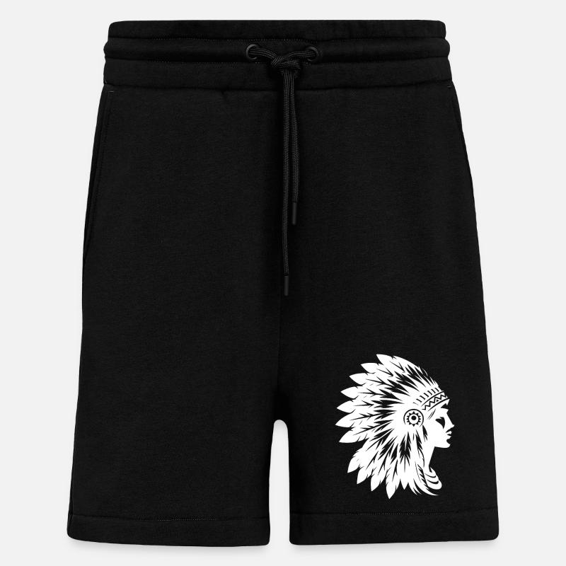 Coiffe élégante avec visage de profil - Short bio décontracté fabriqué en UE - SOLID BLACK