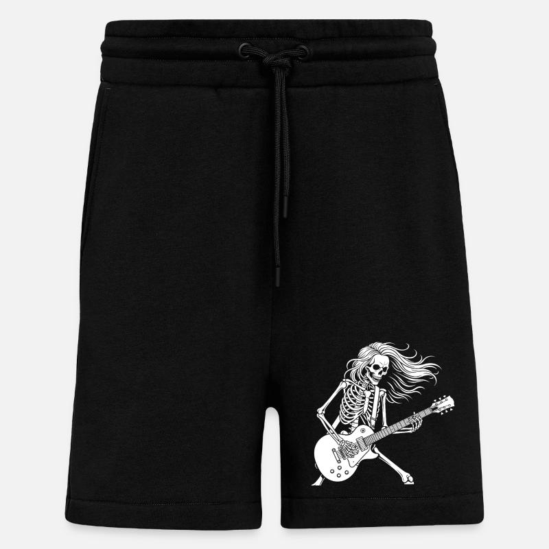 Rock Star Skeleton Guitar Playe - Shorts - made by SPREAD - SOLID BLACK