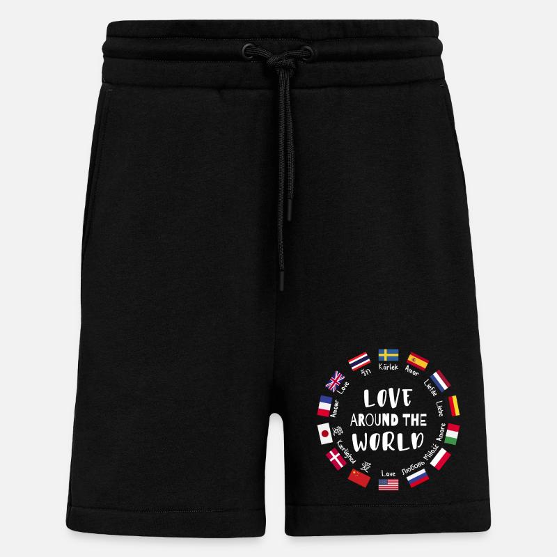 Amour du monde entier Langues - Short bio décontracté fabriqué en UE - SOLID BLACK