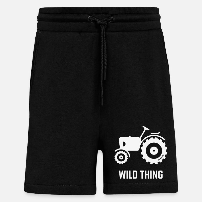 Wild Thing (Tracteur / Fermier / Blanc) - Short bio décontracté fabriqué en UE - SOLID BLACK
