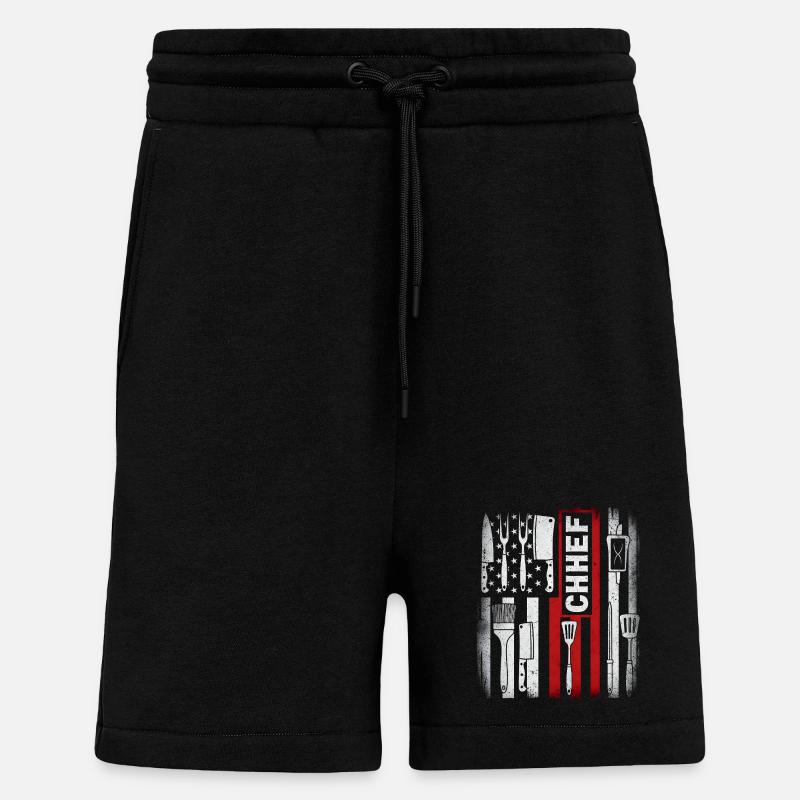 Chef du drapeau américain - Short bio décontracté fabriqué en UE - SOLID BLACK