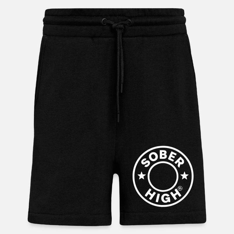 Vivre proprement. Sentir-vous défoncé. Soberhigh. - Short bio décontracté fabriqué en UE - SOLID BLACK