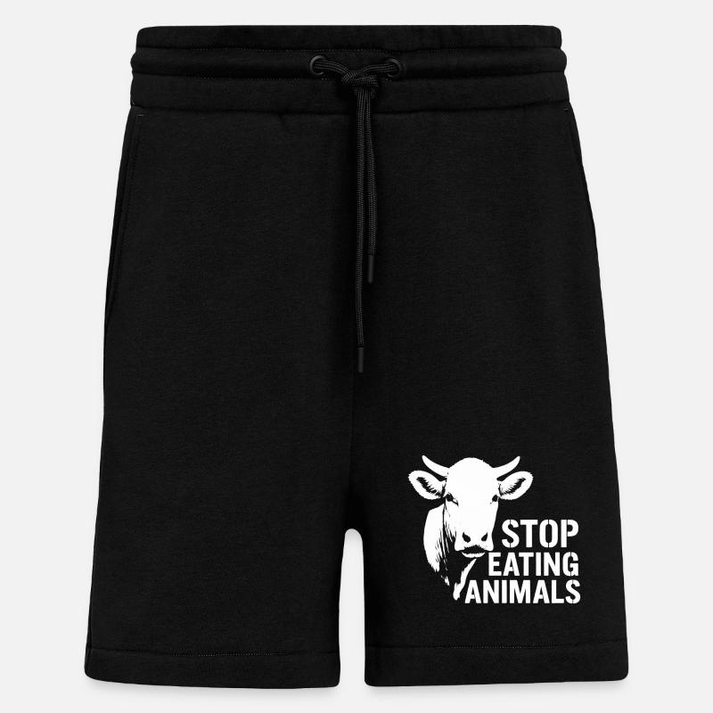 Kuh-Silhouette Stop Eating Animals - Shorts - made by SPREAD - SOLID BLACK