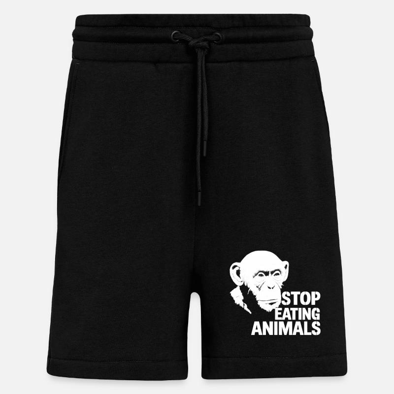 Stop Eating Animals – Chimpanzee Design - Shorts - made by SPREAD - SOLID BLACK