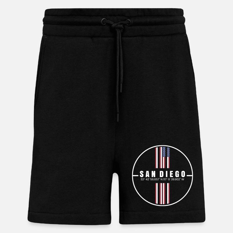 Coordonnées de San Diego - Short bio décontracté fabriqué en UE - SOLID BLACK