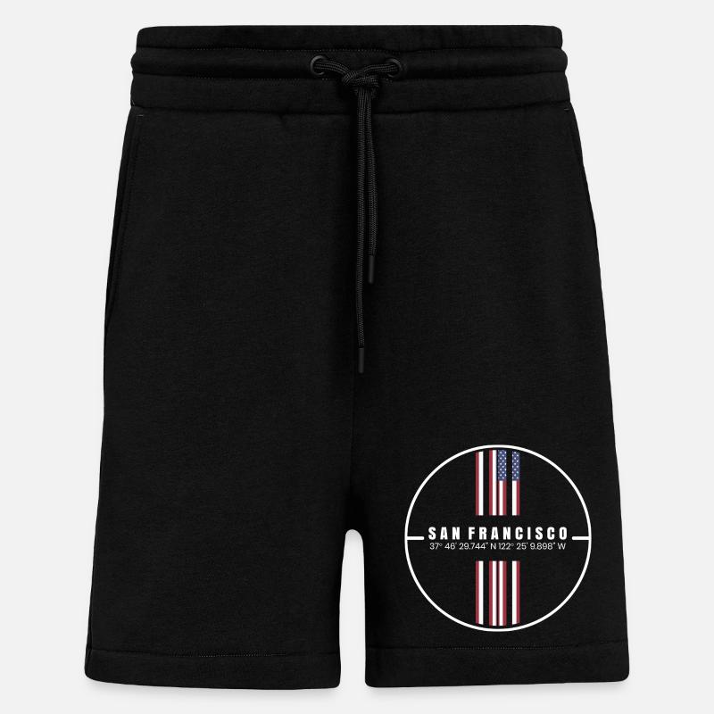 San Francisco Coordinates - Shorts - made by SPREAD - SOLID BLACK