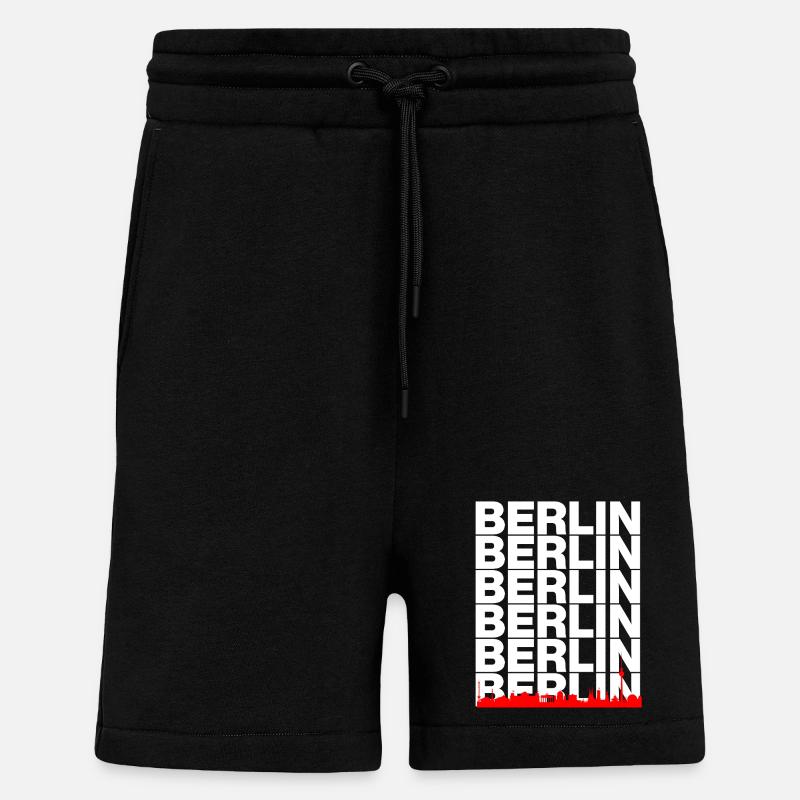 SKYLINE DE BERLIN, AMBIANCE CAPITALE ! MUR - Short bio décontracté fabriqué en UE - SOLID BLACK