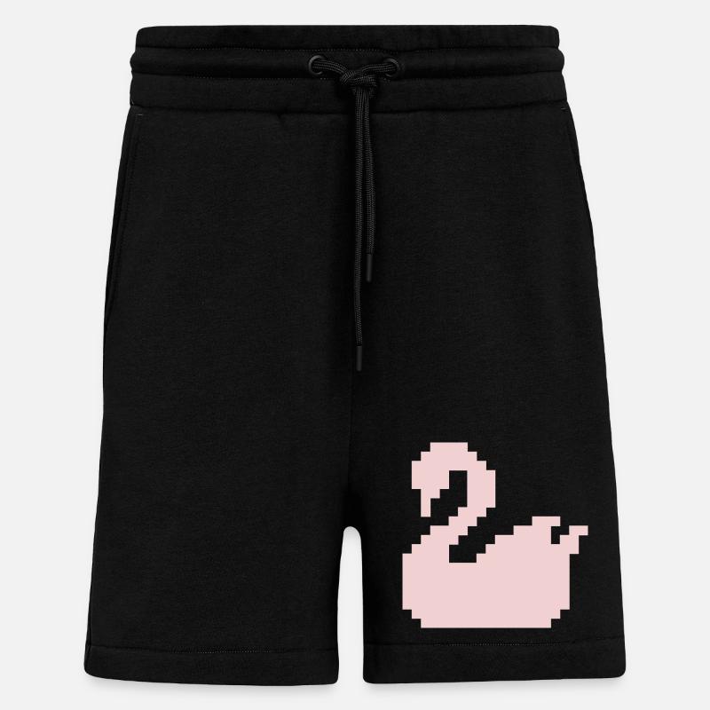 Silhouette rose Pixel Swan - Short bio décontracté fabriqué en UE - SOLID BLACK