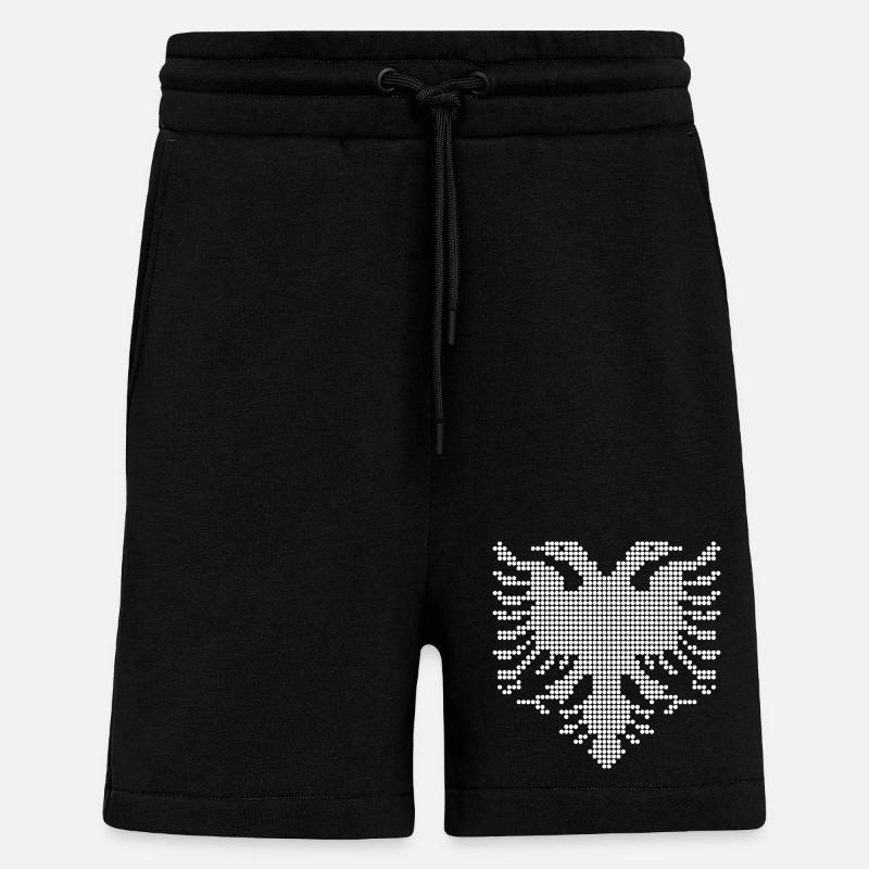 Albanisches Doppelkopf-Adler-Dotwork-Emblem - Shorts - made by SPREAD - SOLID BLACK