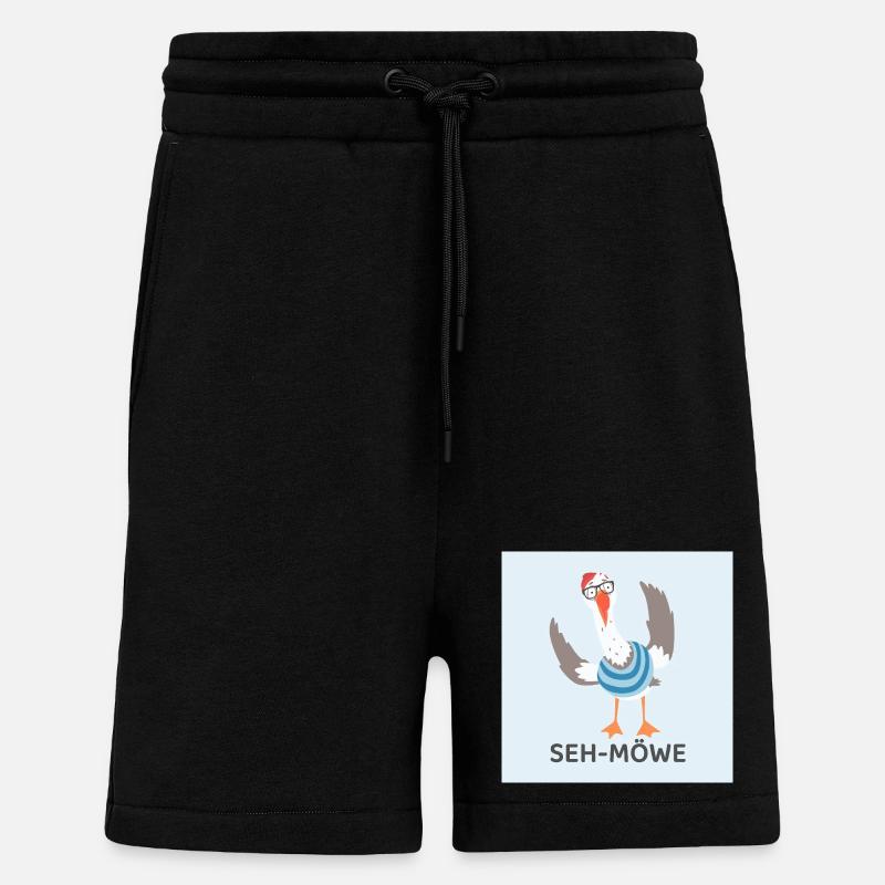 SEH-MÖWE – Mouette drôle - Short bio décontracté fabriqué en UE - SOLID BLACK