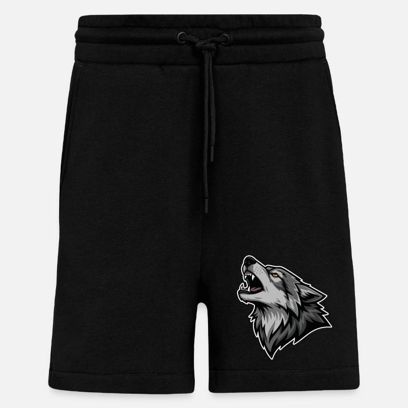 Grauer Wolf heult Wildmond-Wolf-Logo - Shorts - made by SPREAD - SOLID BLACK