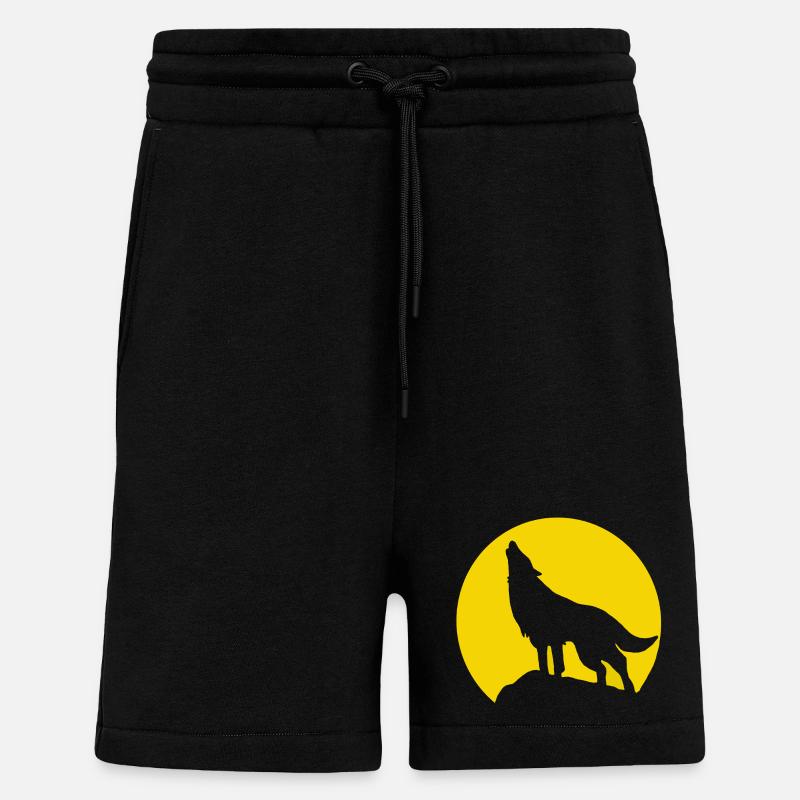 Silhouette de Lune Hurlement de Loup - Short bio décontracté fabriqué en UE - SOLID BLACK