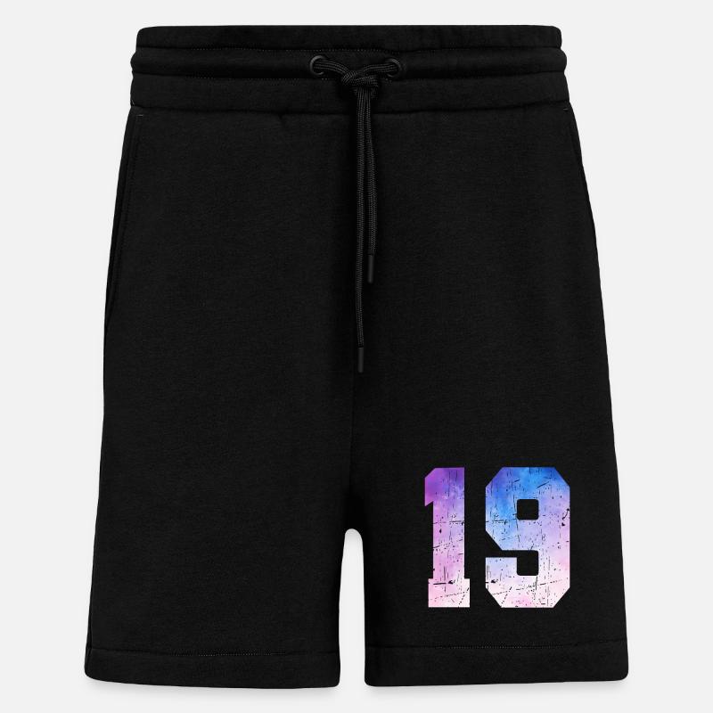 numéro 19 – Cadeau anniversaire 19 ans - Short bio décontracté fabriqué en UE - SOLID BLACK