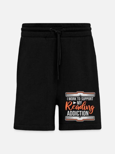 I Work To Support My Reading Addiction Bücher Logo - Shorts - made by SPREAD - SOLID BLACK