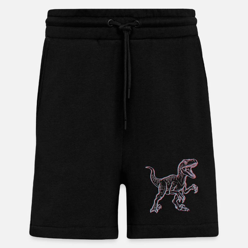 Neon Dinosaur 3D Skeleton - Shorts - made by SPREAD - SOLID BLACK