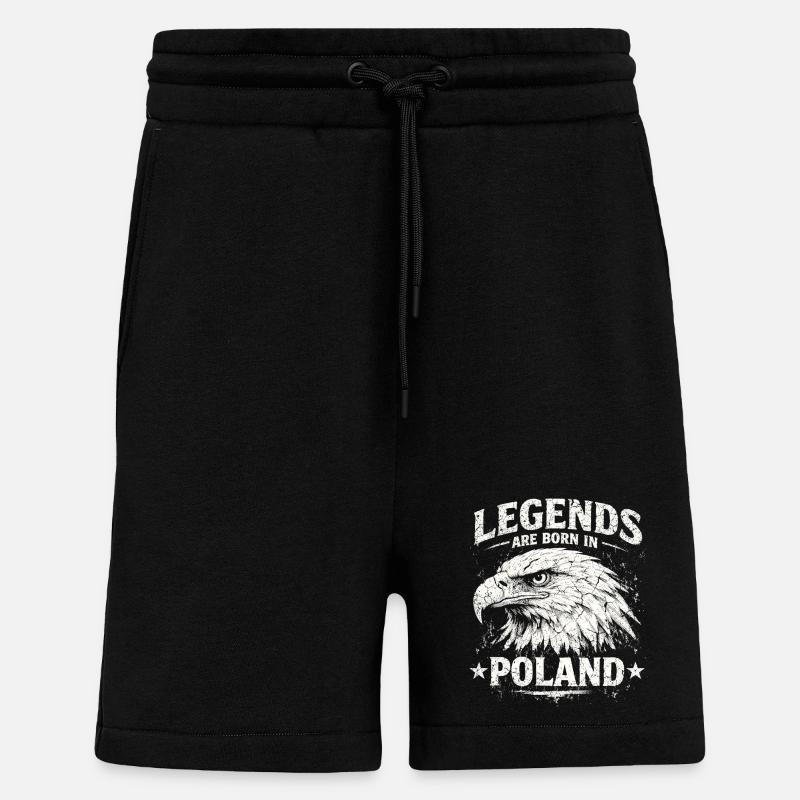 Poland Legend: White Eagle – Pride & Tradition - Shorts - made by SPREAD - SOLID BLACK