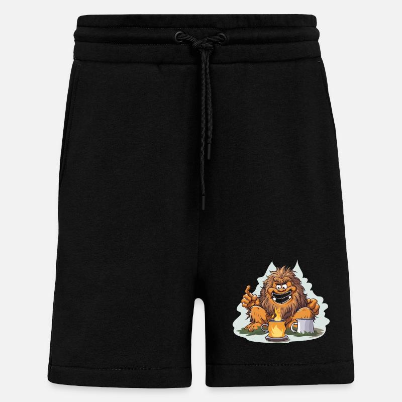 Kaffee Yeti mit Feuerlust - Shorts - made by SPREAD - SOLID BLACK