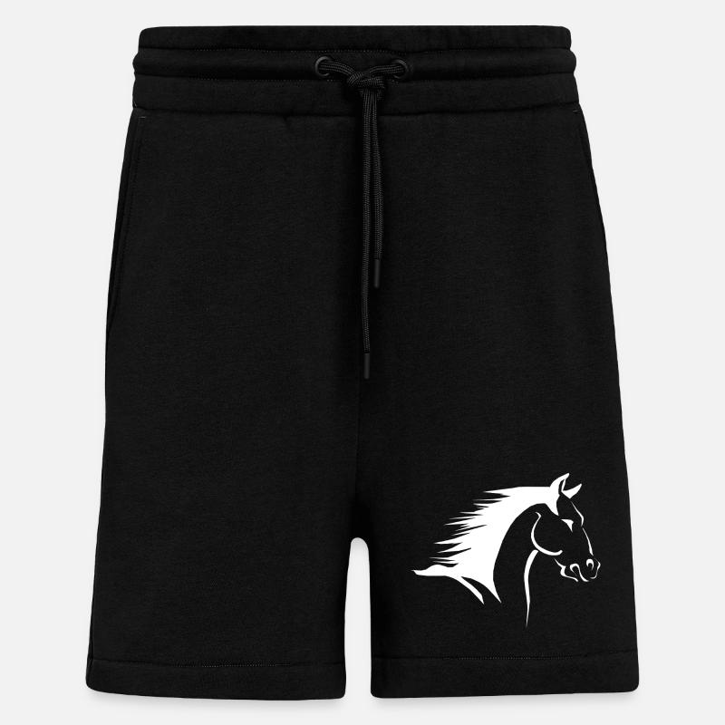 Pferdekopf Silhouette im Kontrast - Shorts - made by SPREAD - SOLID BLACK